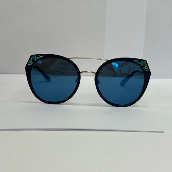Bvlgari sunglasses, dark blue color. Worn few times. Looks brand new. - Picture 2 of 6